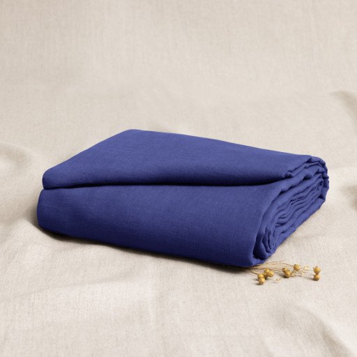 Drap Plat en Lin Lavé Indigo