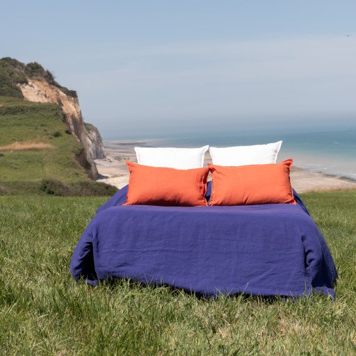 Drap Plat en Lin Lavé Indigo