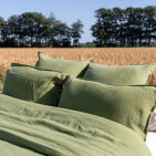 Drap Plat en Lin Lavé Vert Olive