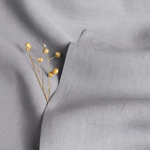 Drap Plat en Lin Lavé Gris Cendre