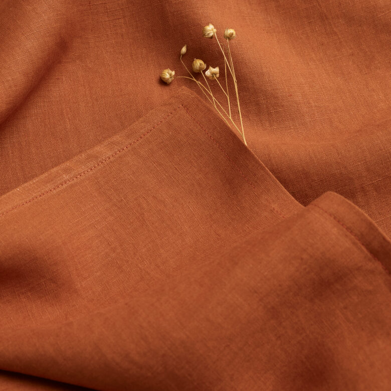 Drap Plat en Lin Lavé Tomette - Embrin