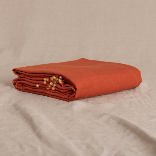 Drap Plat en Lin Lavé Tomette