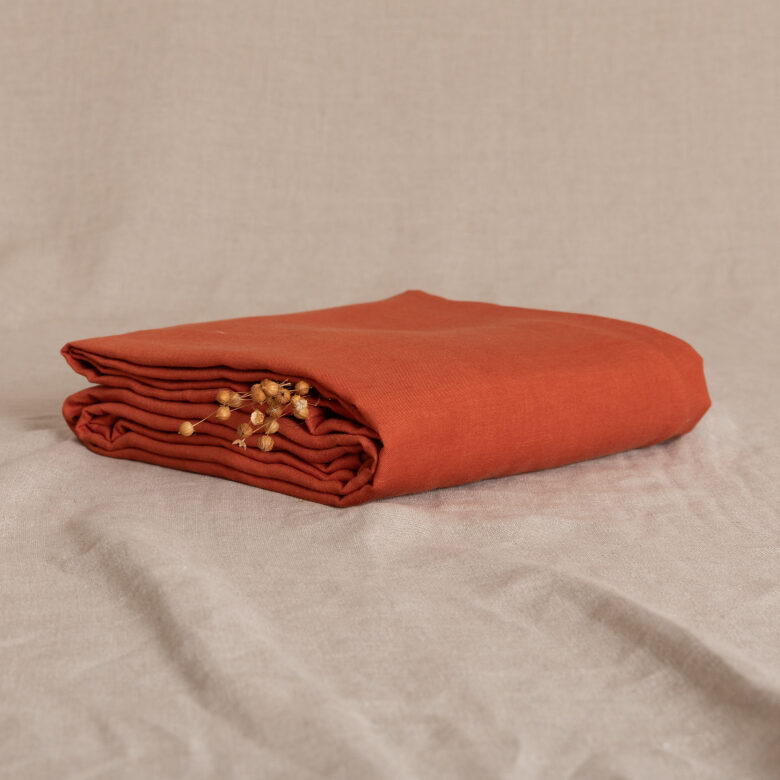 Drap Plat en Lin Lavé Tomette - Embrin