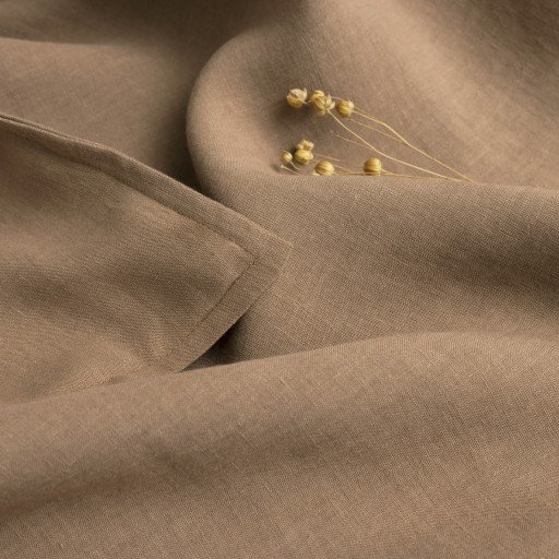 Drap Plat en Lin Lavé Noisette