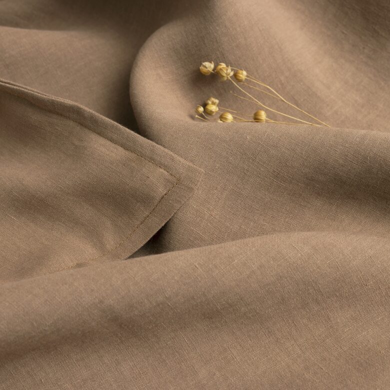 Drap Plat en Lin Lavé Noisette - Embrin