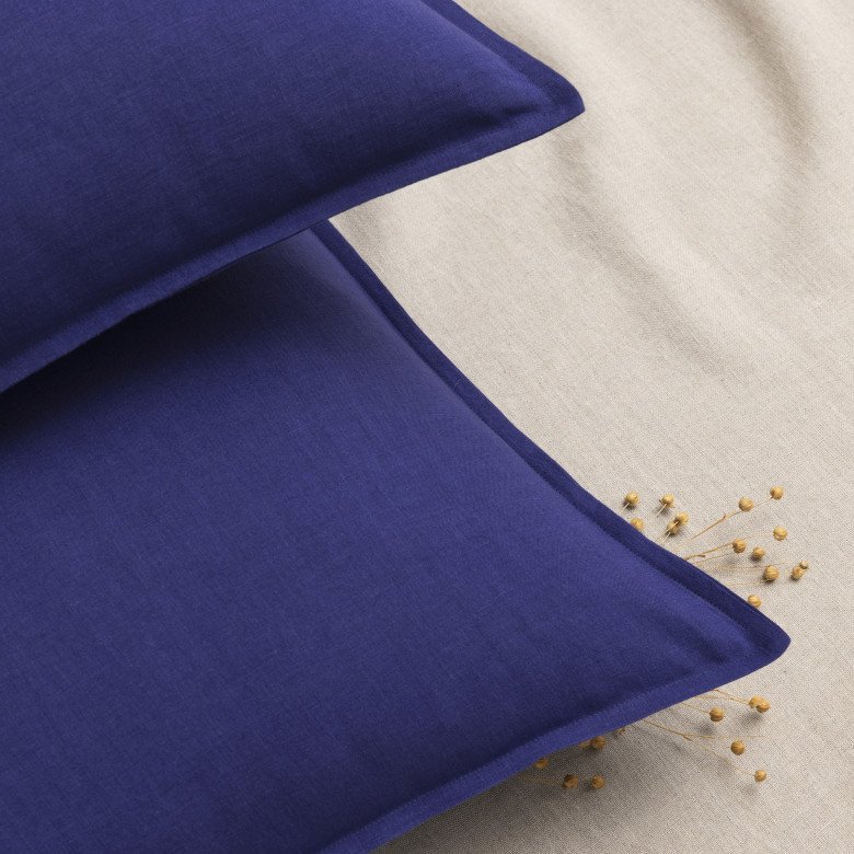 Taie d’Oreiller en Lin Lavé Indigo - Embrin
