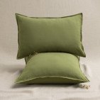 Taie d’Oreiller en Lin Lavé Vert Olive