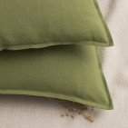 Taie d’Oreiller en Lin Lavé Vert Olive