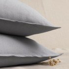 Taie d’Oreiller en Lin Lavé Gris Cendre