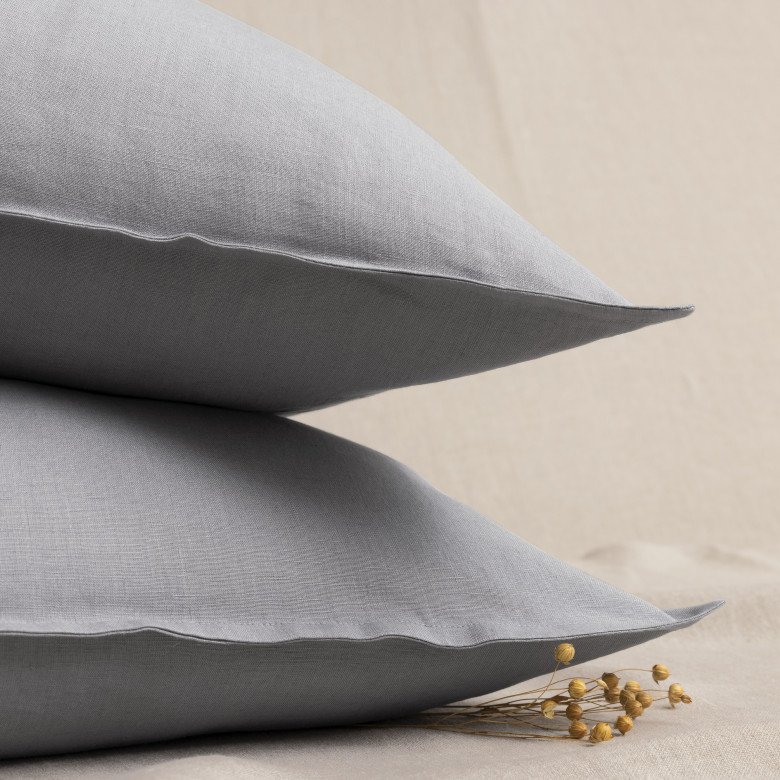 Taie d’Oreiller en Lin Lavé Gris Cendre - Embrin
