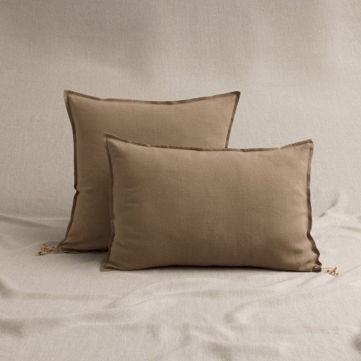 Taie d’Oreiller en Lin Lavé Noisette