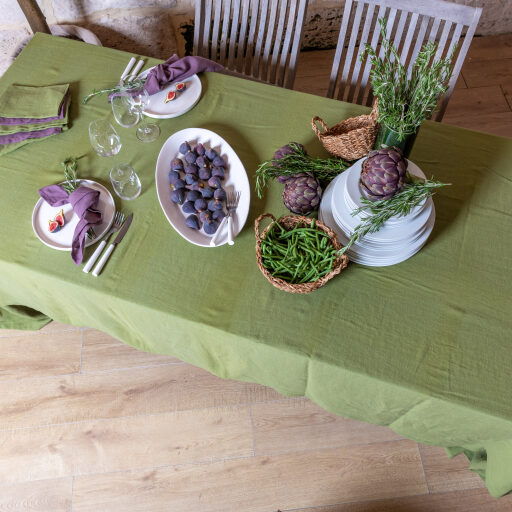 Nappe en lin lavé Vert Olive