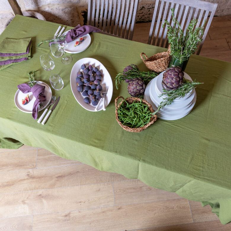 Nappe en lin lavé Vert Olive - Embrin