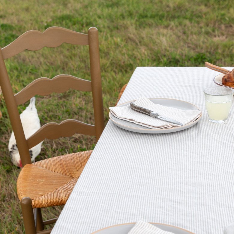 Nappe en lin lavé Rayure Naturel - Embrin