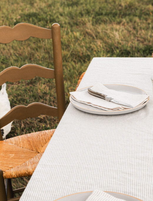 Nappe en lin lavé Rayure Naturel