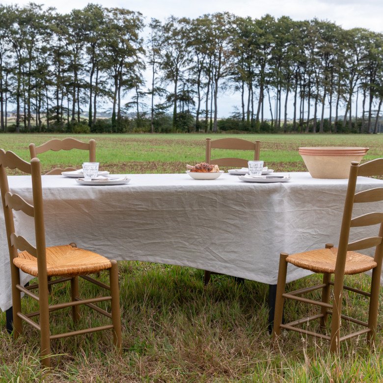Nappe en lin lavé Rayure Naturel - Embrin