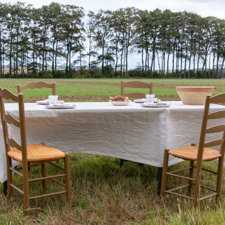 Nappe en lin lavé Rayure Naturel - Embrin
