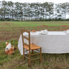 Nappe en lin lavé Rayure Naturel