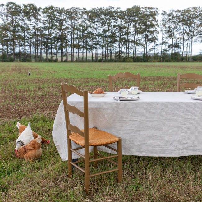 Nappe en lin lavé Rayure Naturel