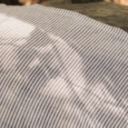 Washed linen tablecloth Plum Stripe