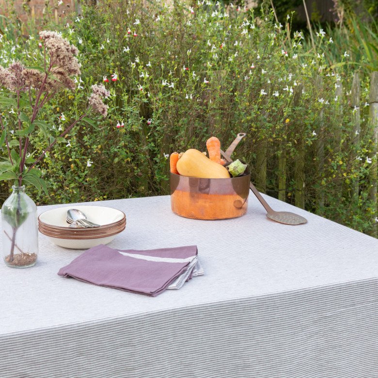 Nappe en lin lavé Rayure Prune - Embrin