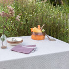 Washed linen tablecloth Plum Stripe