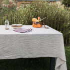 Washed linen tablecloth Plum Stripe