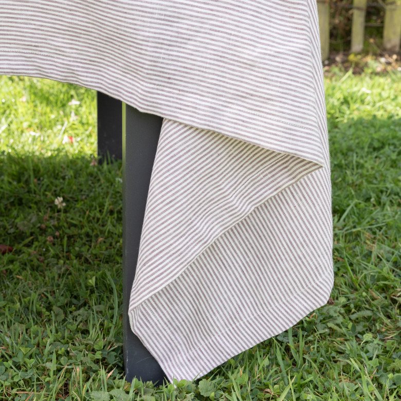 Nappe en lin lavé Rayure Prune - Embrin