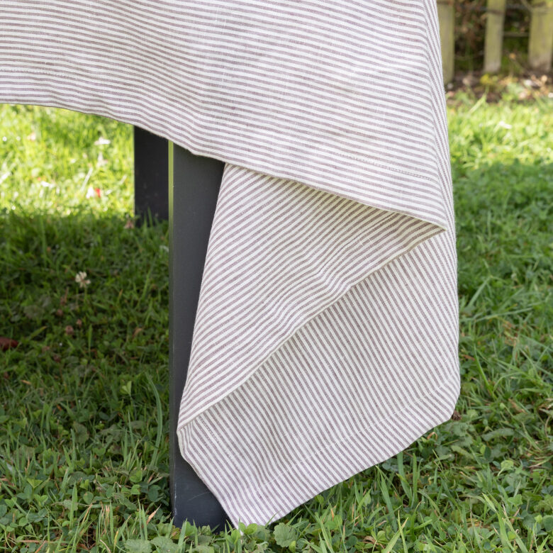 Nappe en lin lavé Rayure Prune - Embrin