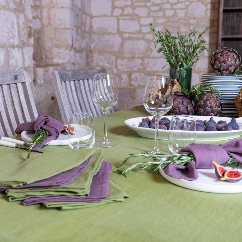 Serviettes de table en lin lavé Vert Olive (lot de 4) - Embrin