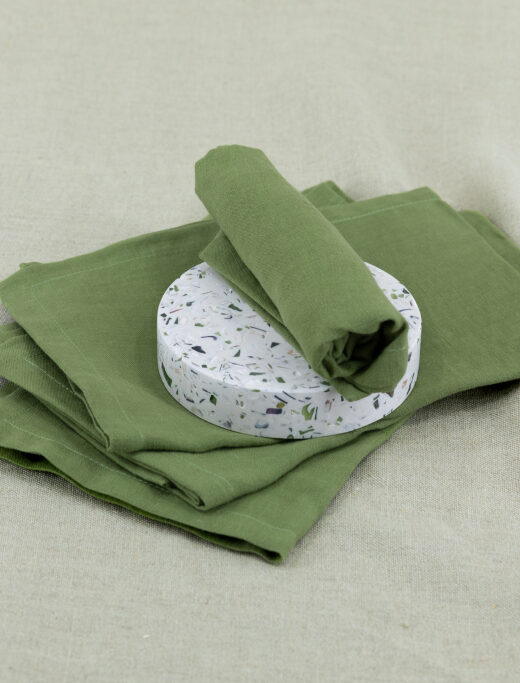 Serviettes de table en lin lavé Vert Olive (lot de 4)