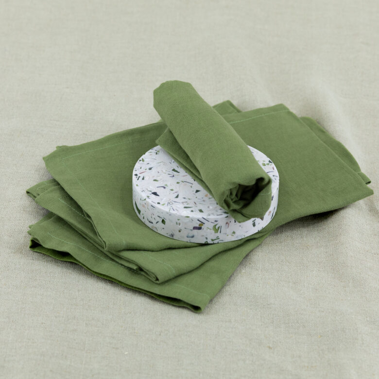 Serviettes de table en lin lavé Vert Olive (lot de 4) - Embrin