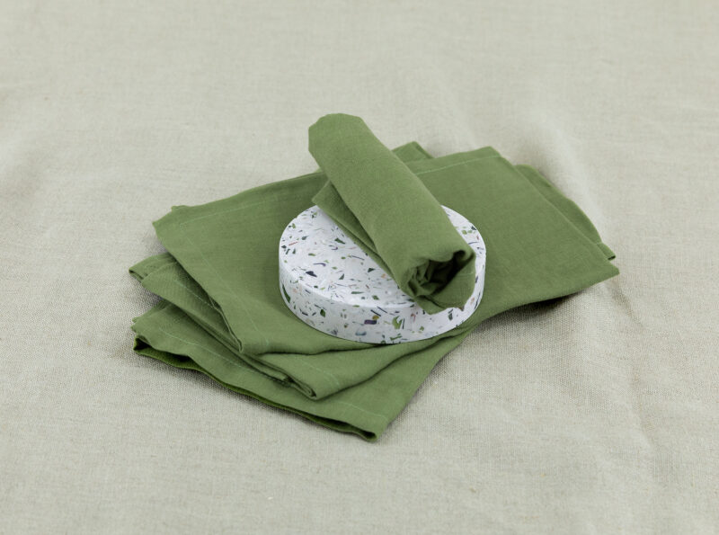 Serviettes de table en lin lavé Vert Olive (lot de 4)