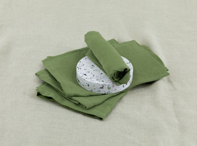Serviettes de table en lin lavé Vert Olive (lot de 4)