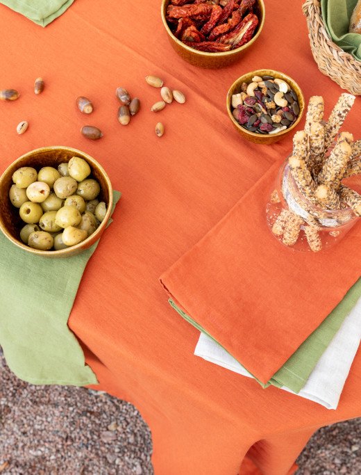 Serviettes de table en lin lavé Tomette (lot de 4)