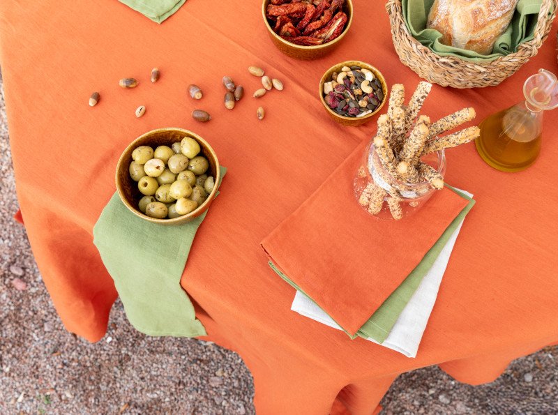 Serviettes de table en lin lavé Tomette (lot de 4)