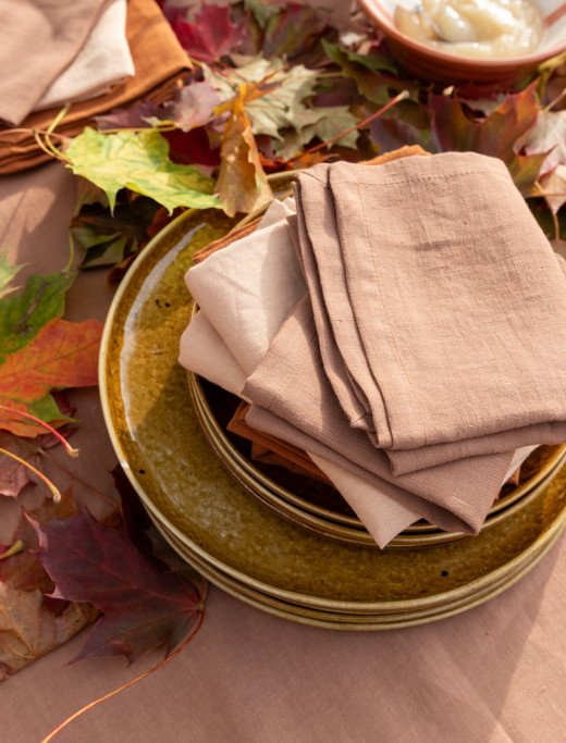 Serviettes de table en lin lavé Noisette (lot de 4)
