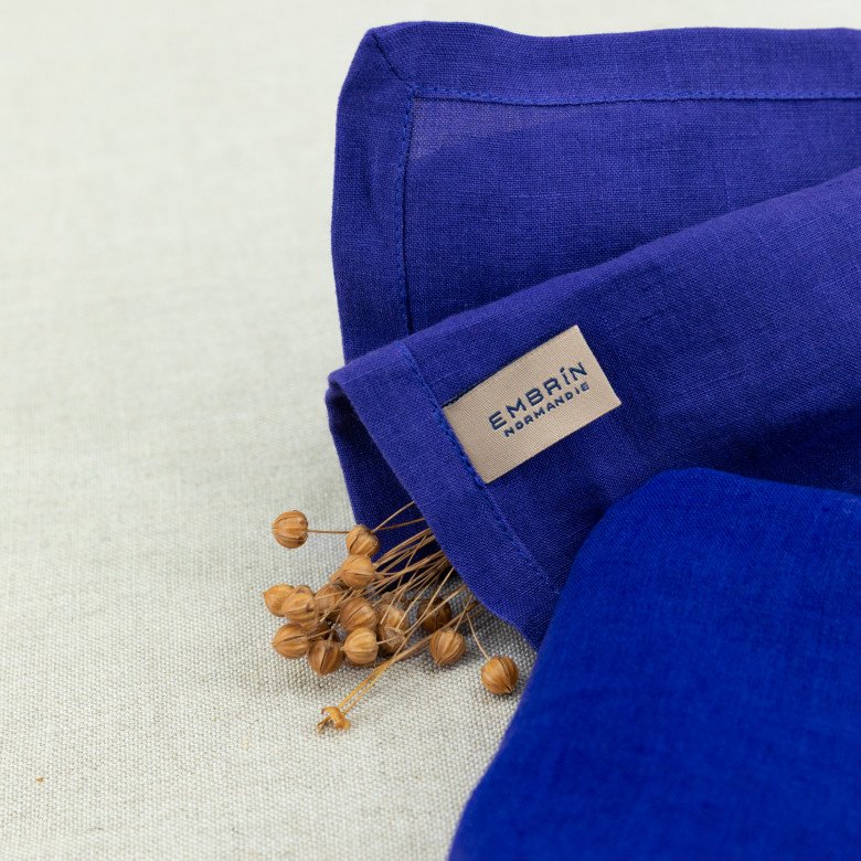Serviettes de table en lin lavé Indigo (lot de 4) - Embrin