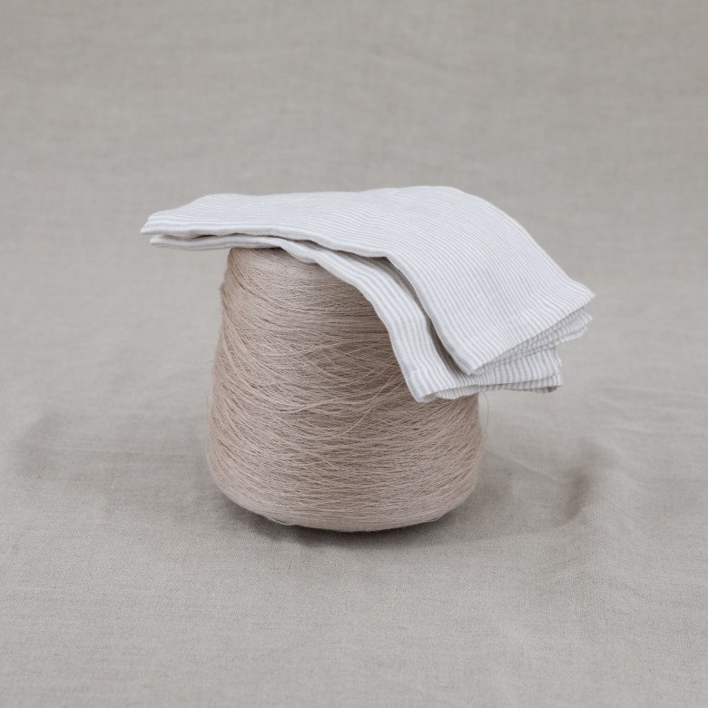 Serviettes de table en lin lavé Rayure Naturel (lot de 4) - Embrin