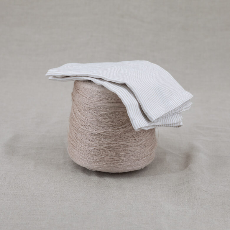 Serviettes de table en lin lavé Rayure Naturel (lot de 4) - Embrin