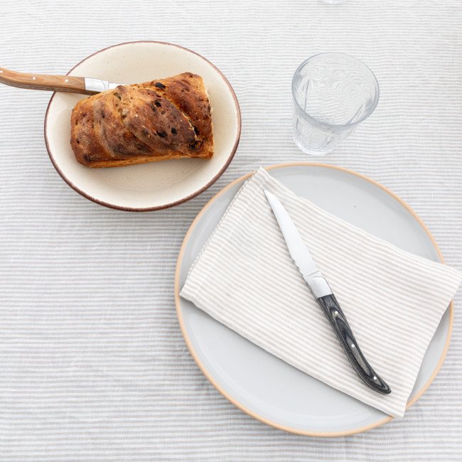 Serviettes de table en lin lavé Rayure Naturel (lot de 4)