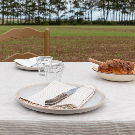 Serviettes de table en lin lavé Rayure Naturel (lot de 4)