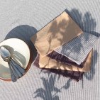 Serviettes de table en lin lavé Rayure Prune (lot de 4)