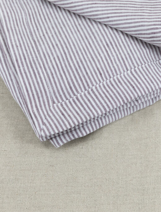 Serviettes de table en lin lavé Rayure Prune (lot de 4)