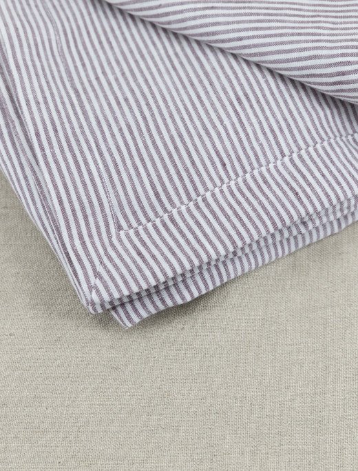 Serviettes de table en lin lavé Rayure Prune (lot de 4)