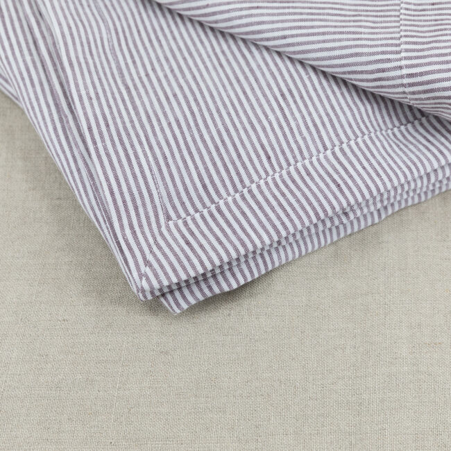 Serviettes de table en lin lavé Rayure Prune (lot de 4)