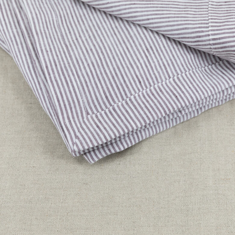 Serviettes de table en lin lavé Rayure Prune (lot de 4) - Embrin