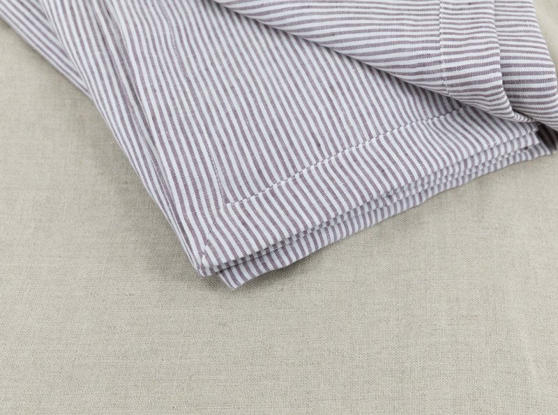 Serviettes de table en lin lavé Rayure Prune (lot de 4)