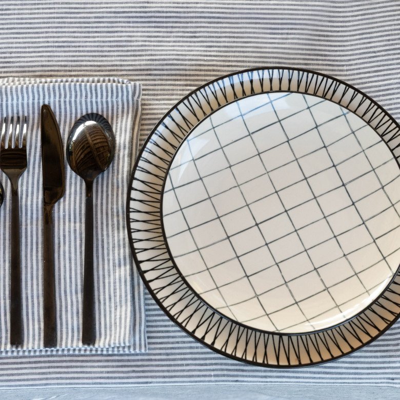 Serviettes de table en lin lavé Rayure Silex (lot de 4) - Embrin