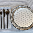 Serviettes de table en lin lavé Rayure Silex (lot de 4)